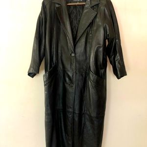 Full length Black Leather Coat